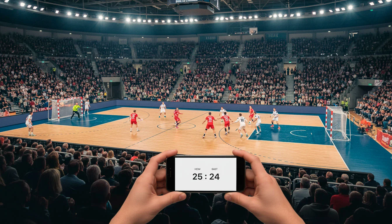 Handball-Livewetten Szene mit Blick auf ein laufendes Spiel in einer Arena